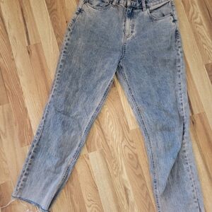 Volcom Stoned Straight Jeans Light Wash Raw Hem Size 30